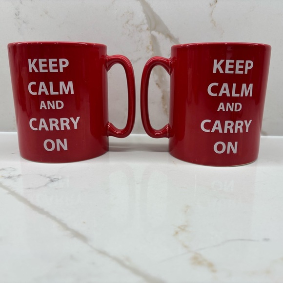 Extra Large The Old Pottery Company Keep Calm and Carry On Red Coffee Mugs 22 oz - Picture 3 of 8